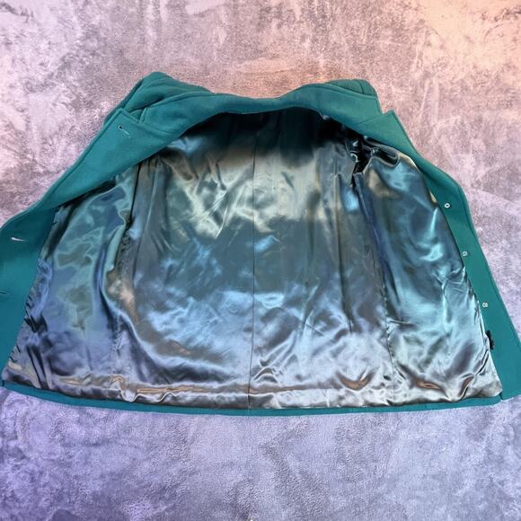 Vintage Teal Wool Coat by American Bazaar Size 14 Made in USA - Picture 11 of 16